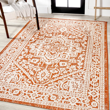 Sinjuri Medallion Textured Weave Indoor/outdoor Area Rug